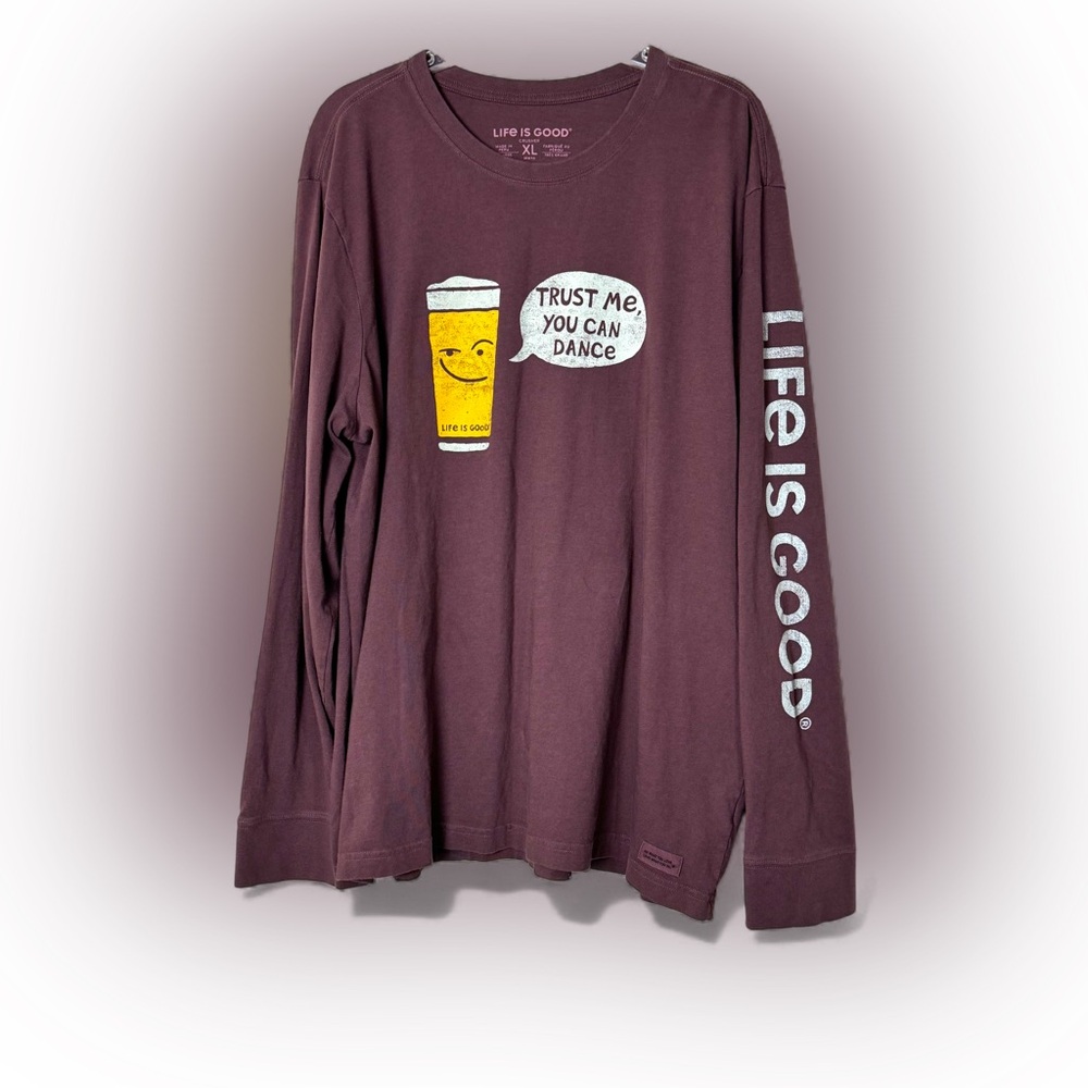 Trust me you can Dance T-Shirt Life is Good Crusher Burgundy Size XL Beer Party